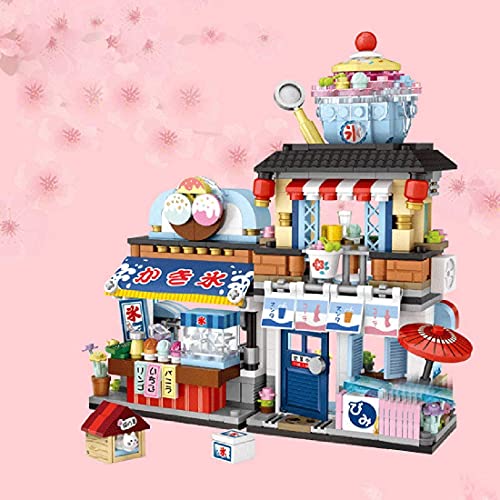 Pasyru Modelo modular de casa de arquitectura japonesa, serie Street View de construcción de bloques de construcción, 668 piezas, juego de construcción de helados japoneses para niños y adultos (1219)
