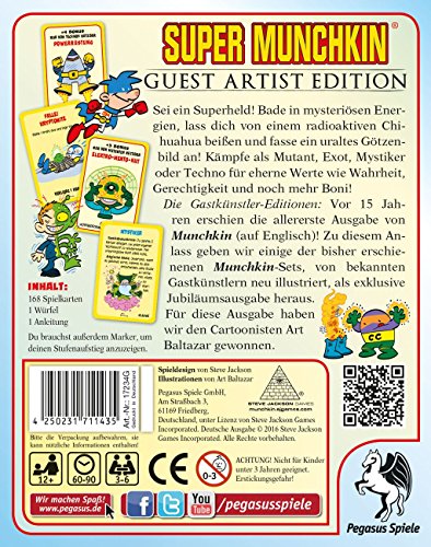 Pegasus Juegos 17234 g – Super Munchkin Guest Artist Edition Art, versión Baltazar