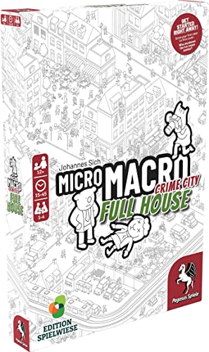 Pegasus Press, MicroMacro: Crime City - Full House, Board Game, Ages 12+, 1-4 Players, 15-45 Minutes Playing Time Multicolor,PEG59061E