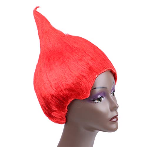 Peluca roja, fiesta de Halloween Troll peluca colorida puntiaguda Cosplay peluca de llama peluca de pelo sintético fiesta Halloween disfraz Cosplay peluca
