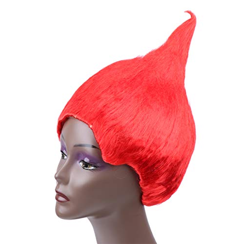 Peluca roja, fiesta de Halloween Troll peluca colorida puntiaguda Cosplay peluca de llama peluca de pelo sintético fiesta Halloween disfraz Cosplay peluca