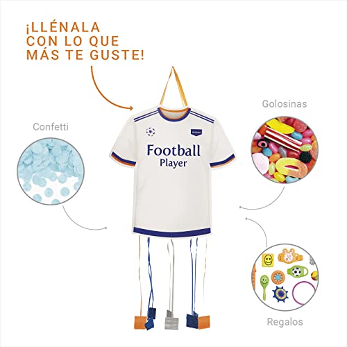 Piñata de Cumpleaños Grande de Camiseta de Fútbol de 48 x 50 cm - Decoración Fiestas Infantiles Niño y Niña - Piñatas Grandes para rellenar con juguetes y chuches.