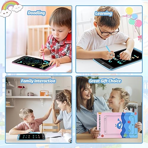 PINKCAT Tableta Escritura LCD Color, 12'' Tablet Escritura Pantalla Colorido Infantil (10 Pulgadas(Azul+Rosa))