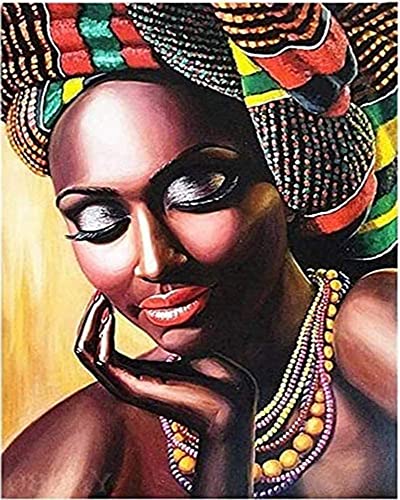 Pintura de bricolaje por números hermosa dama africana Kits pintados a mano Dibujo lienzo Imágenes por números retrato animal Decoración para el hogar Regalo 40x50cm -sin marco