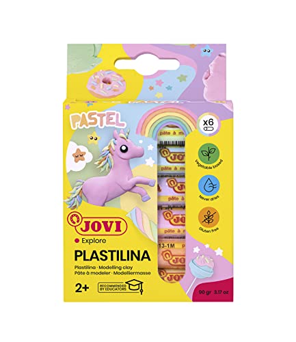 Plastilina jovi 90 estuche 6 barras colores pastel surtidos15 g