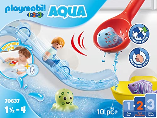 PLAYMOBIL 1.2.3 Aqua 70637 Diversión en la Pesca con Animales del Mar, Juguete de baño para niños pequeños, con Peces flotantes, Primer Juguete para niños de 1,5 a 4 años