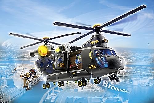 PLAYMOBIL City Action 71149 Fuerzas Especiales Helicóptero Banana, con módulo de luz y Sonido, Juguetes para niños a Partir de 5 años