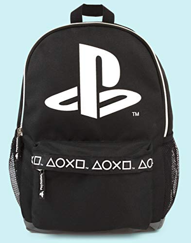 Playstation Sony Logo Black Gamer Mochila | 16 Bolsa elegante para entusiastas de los videojuegos | Mejora tu estilo con el icónico diseño Múltiples compartimentos | Material duradero