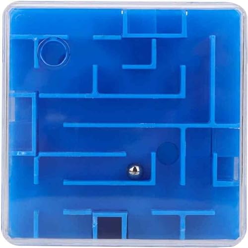 PLAYZOCO Cubo Laberinto, Puzzle Cúbico, Cubo Rompecabezas Tridimensional, Laberinto 3D en Cubo, Cubo de Desafío Espacial, Rompecabezas Laberinto 3D, Apto para niños y Adultos, 8x8x8 cm, Azul