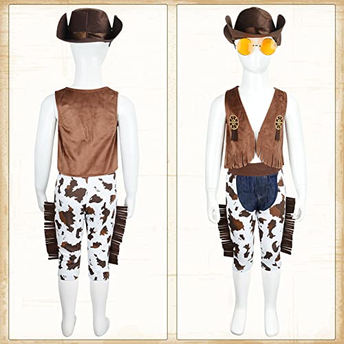 PLULON 8 piezas de disfraz de vaquero para niños sombrero de vaquero con pañuelo para niños fiesta de juegos de rol cosplay Disfraces De Fiesta De Halloween