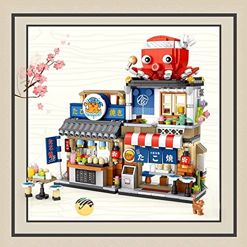 POIWEYR Modular casa Bloques de construcción modelo, japonés Street View modular casa construcción bloques de construcción bloques de fijación casa ramen Shop kit compatible con Lego (Takoyaki Shop)
