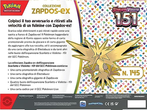 Pokémon Colección Zapdos-ex de la expansión Escarlata y Violetto-151 del GCC, edición en Italiano (290-60362)