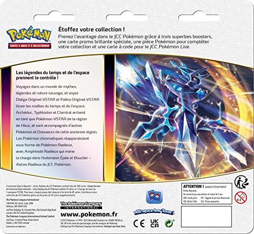Pokémon | Pack 3 potenciadores Espada y Escudo – Astres Radiosos (EB10) | Modelo Aleatorio | Tarjetas coleccionables | A Partir de 6 años