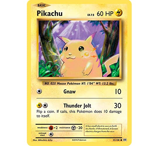 Pokemon Pikachu 35/108 XY Evolutions, Carta Pokemon Original, Carta Inglesa, Carta Común + Card Saver Friki Monkey