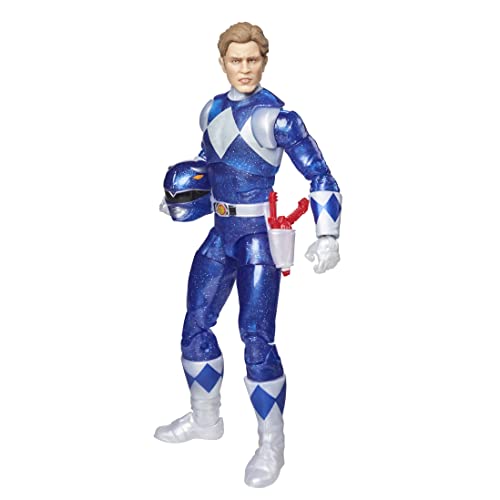 Power Rangers Lightning Collection Mighty Morphin - Figura de acción coleccionable de Ranger azul metálico de 6 pulgadas con accesorios