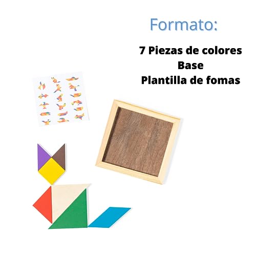 Puzzle Tangram De Madera 30 Unidades con 7 Piezas Para Piñata, Comunión, Detalle Invitados, Colegio. Juegos Educativos de Niños. Para Bolsas De Regalo de cumpleaños Infantiles