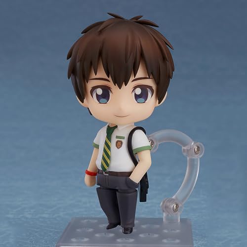 Q Version Of Tachibana Taki & Your Name School Cute Boy Figura de arcilla Mano de anime | PVC10cm articulaciones movibles cambiables cara regalo modelo de juguete | Adornos de escritorio