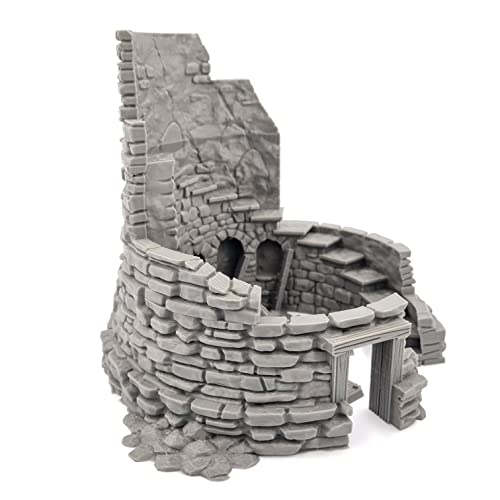 QP3D - Molino de viento medieval en ruinas - Fantasía Battle House Terrain Scenery para mesa y RPG 28-32 mm, miniaturas de juegos de guerra DnD D&D, impreso en 3D y se puede pintar