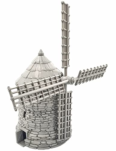 QP3D - Molino de viento medieval - Fantasía casa de batalla paisaje de terreno para mesa y juegos de rol miniaturas de 28 a 32 mm, accesorios de juego de guerra DnD D&D, impreso en 3D y pintable