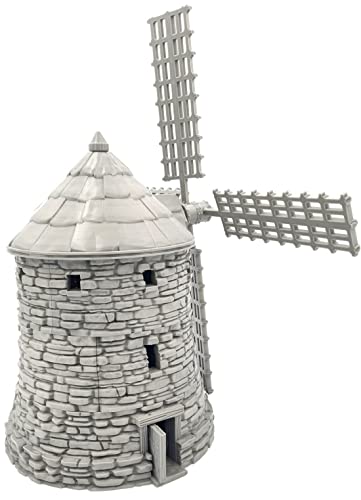 QP3D - Molino de viento medieval - Fantasía casa de batalla paisaje de terreno para mesa y juegos de rol miniaturas de 28 a 32 mm, accesorios de juego de guerra DnD D&D, impreso en 3D y pintable