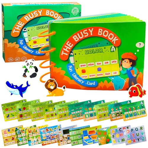Quiet Book, Libro Tranquilo Montessori, Libro Ocupado para Niños Pequeños Paste Busy Book Juguetes Educativos, Reutilizable Bebé Infantil Libro Silencioso Aprendizaje Regalo Niñas y Niños 3 Años