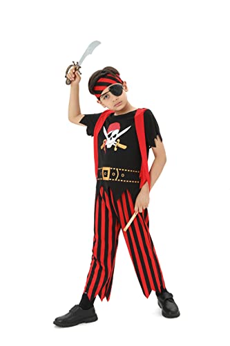 Rabtero Trajes de piratas infantiles, trajes de piratas infantiles, 3 juegos de rol de piratas, adecuados para niños de 5-6 años