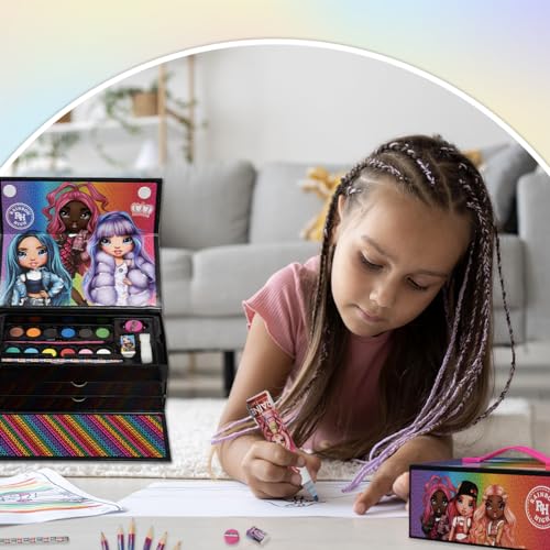 Rainbow High Set Arte para Niñas - Más de 40 Piezas, Estuche de Pinturas, Lápices de Colores, Marcadores y Suministros de Arte - Regalos Navidad