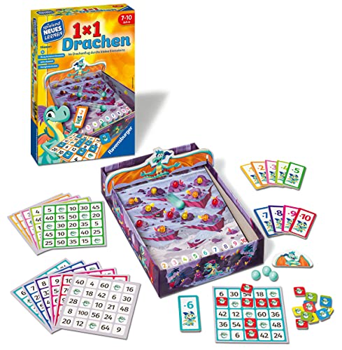 Ravensburger 24976 - Dragón 1x1 - Juego Educativo para niños, Juego de cálculo para niños de 7-10 años, para 2-4 Jugadores, Espacio de números 1-100, Tabla de multiplicar pequeña