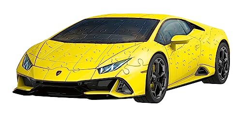Ravensburger - 3D Puzzle Lamborghini Huracán EVO amarillo, Vehiculos, 108 Piezas, 10+ Años