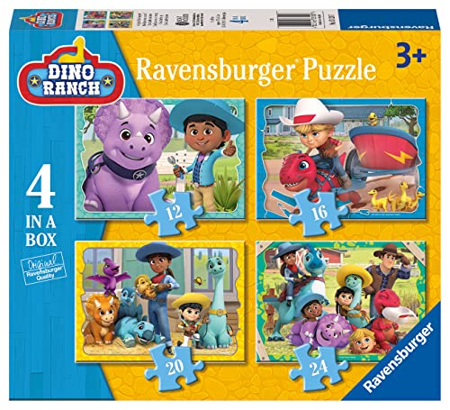 Ravensburger Dino Ranch - 4 in Box (12, 16, 20, 24 Pieces) Jigsaw Puzzles for Kids Age 3 Years Up
