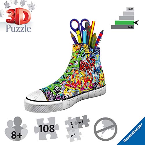 Ravensburger Puzzle 3D 12535 Graffiti Sneakers de , con Forma de Zapatillas de Deporte, de 108 Piezas