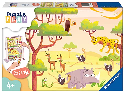 Ravensburger Puzzle, Hora del Safari, 2x24 Piezas, Puzzles para Niños, Edad Recomendada 9+, 05594 4
