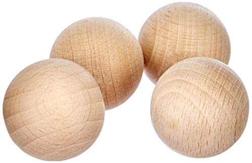 Rayher 6252500 Bolas de madera para manualidades, sin agujero, 30 mm ø, 4 unidades.