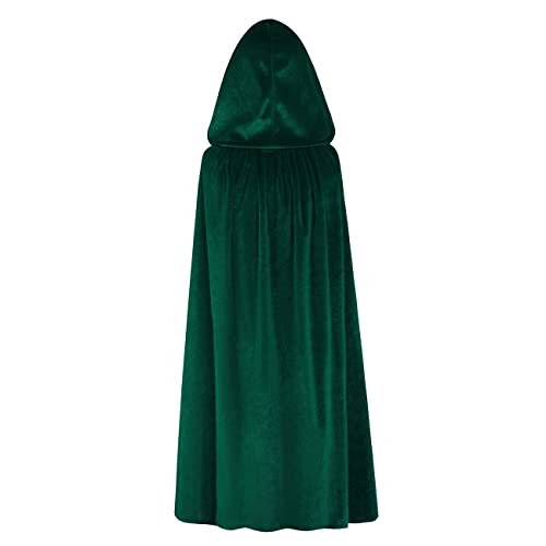 Regenboog Capa con capucha de terciopelo de 31.5 pulgadas, capa para niños y mujeres, capa de Navidad de Halloween, disfraces, mascarada, mago, bruja, vampiros (80 cm, verde)