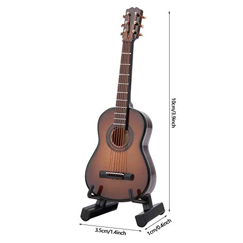Regun Guitarra decoración, 10cm marrón en Miniatura Pantalla de Guitarra Modelo de Madera Musical Adornos Mini Guitarra Modelo Craft Home Decor