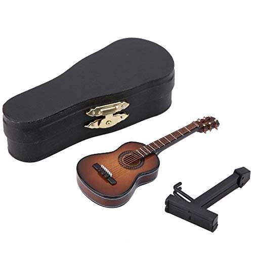 Regun Guitarra decoración, 10cm marrón en Miniatura Pantalla de Guitarra Modelo de Madera Musical Adornos Mini Guitarra Modelo Craft Home Decor