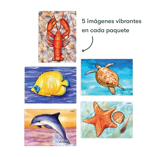 Relish Aquapaint 'Ocean Life' Paquete de 5 diseños Actividad artística de Pintura al Agua Reutilizable para Alzheimer/Demencia.