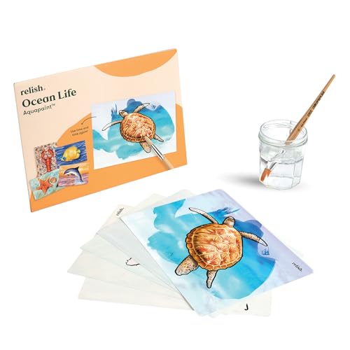 Relish Aquapaint 'Ocean Life' Paquete de 5 diseños Actividad artística de Pintura al Agua Reutilizable para Alzheimer/Demencia.