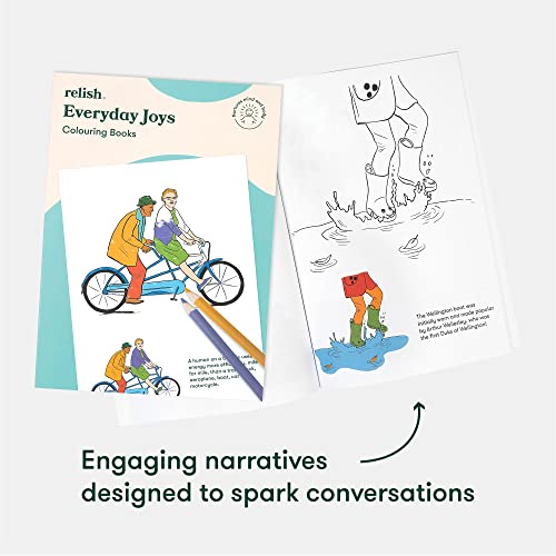 Relish Libro para colorear para adultos, diseños simples y fáciles, alegrías cotidianas, 27 páginas - Productos Demencia para personas mayores