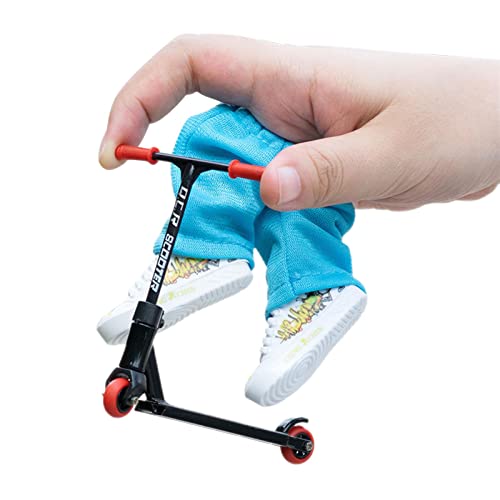 Richolyn Mini Finger Scooter Set, Mini Juguetes para Dedos con Metal Fingerscooter, Pantalones para Dedos, Zapatos para Dedos Y Accesorios Regalo para Favores Fiesta Movimiento