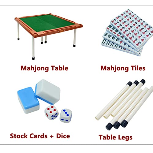 RISELY Mesa Plegable De Mahjong De 16,5 Pulgadas, Mesa Juego Cartas Dominó para 4 Jugadores con 4 Portavasos Y 4 Bandejas para Fichas Y Patas Mesa Extraíbles,rodamiento 50kg,para Fiesta Camping