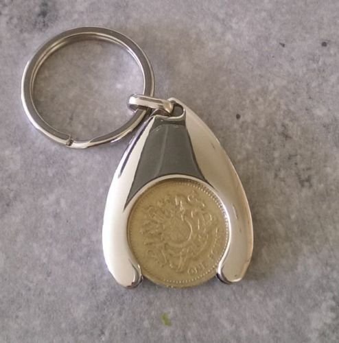 RK Gifts® Llavero con anillo sostenedor de moneda de 1 euro reutilizable para el carrito del súper de £1., metal, Plateado, Without £1 token
