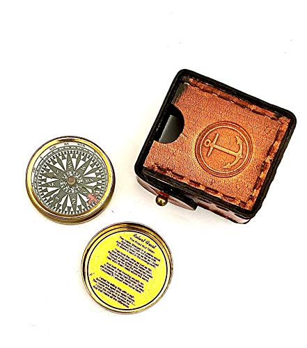 Robert Frost Poem Compass-Pocket Compass w Leather Case