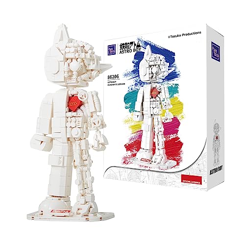 Roboter Mech Klemmbausteine Kunst Deko: Pantasy Astro Boy Klemmbausteine Set, Klemmbausteine für Erwachsene Weißer Modellbauatz für Die Heimdekoration, Bausatz kompatibel mit Lego