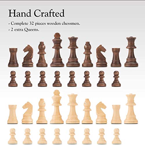 ROLTIN Piezas de ajedrez de Madera de 3,25 "Rey, Juego Completo de Piezas de ajedrez de Madera Solamente, estatuilla de Juego de peones de ajedrez