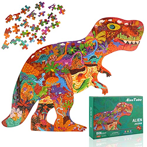 Rompecabeza de Dinosaurio, 50 Piezas Tiranosaurio Puzzle Niños con Piezas, Adecuado para 4 5 6 7 8 9 10 Años