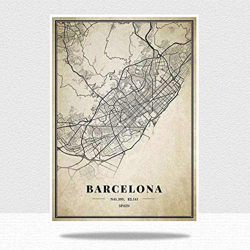Rompecabezas De Madera Adulto De 1000 Piezas - España Barcelona Mapa Jigsaw, Retro City World Hardest Puzzle, Inusual Brain Challenge Puzzles For Children, Difícil Parent-Child Games, For Personali