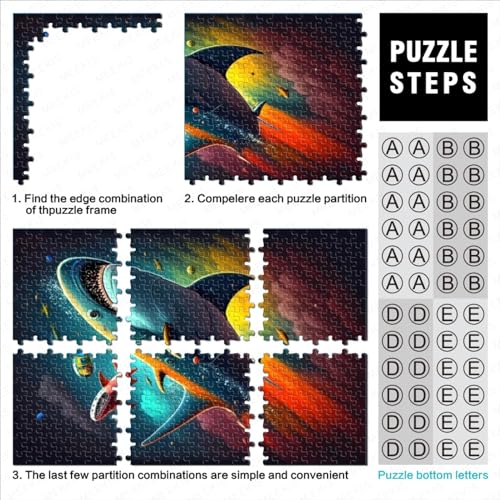 Rompecabezas para Adultos Shark Wizardry Jigsaw Puzzles para Adultos 1000 Rompecabezas de Madera para Adultos 1000 Piezas Rompecabezas para Adultos Adolescentes Juego de Rompecabezas