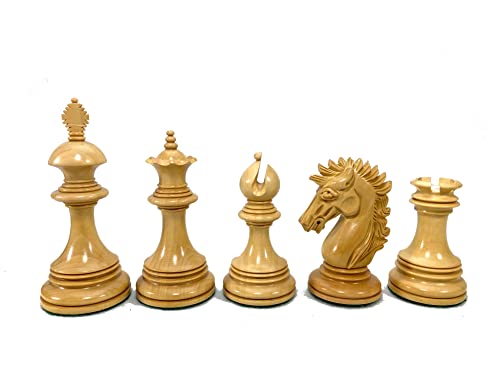 ROOGU Royal Valencia - Juego de figuras de ajedrez de lujo PADAUK de 4,5 pulgadas, hecho a mano, madera de la India