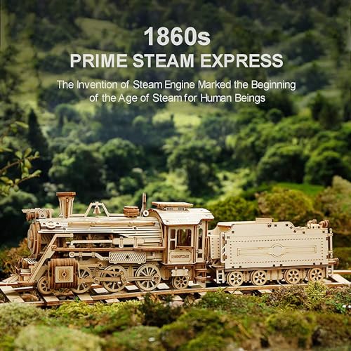 RoWood Puzzle 3D Locomotora de Vapor de Madera – Puzzle de Madera – DIY Modelo de Ferrocarril para Adultos y Niños – Regalos para Hombres y Mujeres